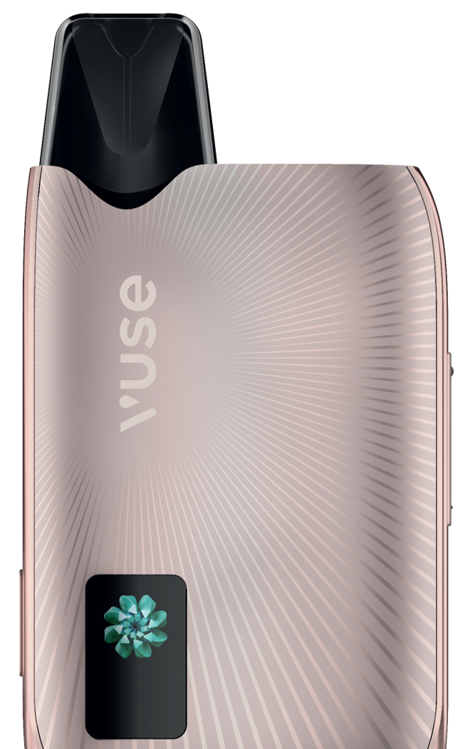 Vuse Vapour electronic vaping device with rose gold body and black mouthpiece.