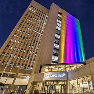 Reynolds American lit up for Pride
